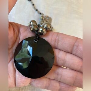 White House Black Market Beaded Necklace with‎ Black Pendant